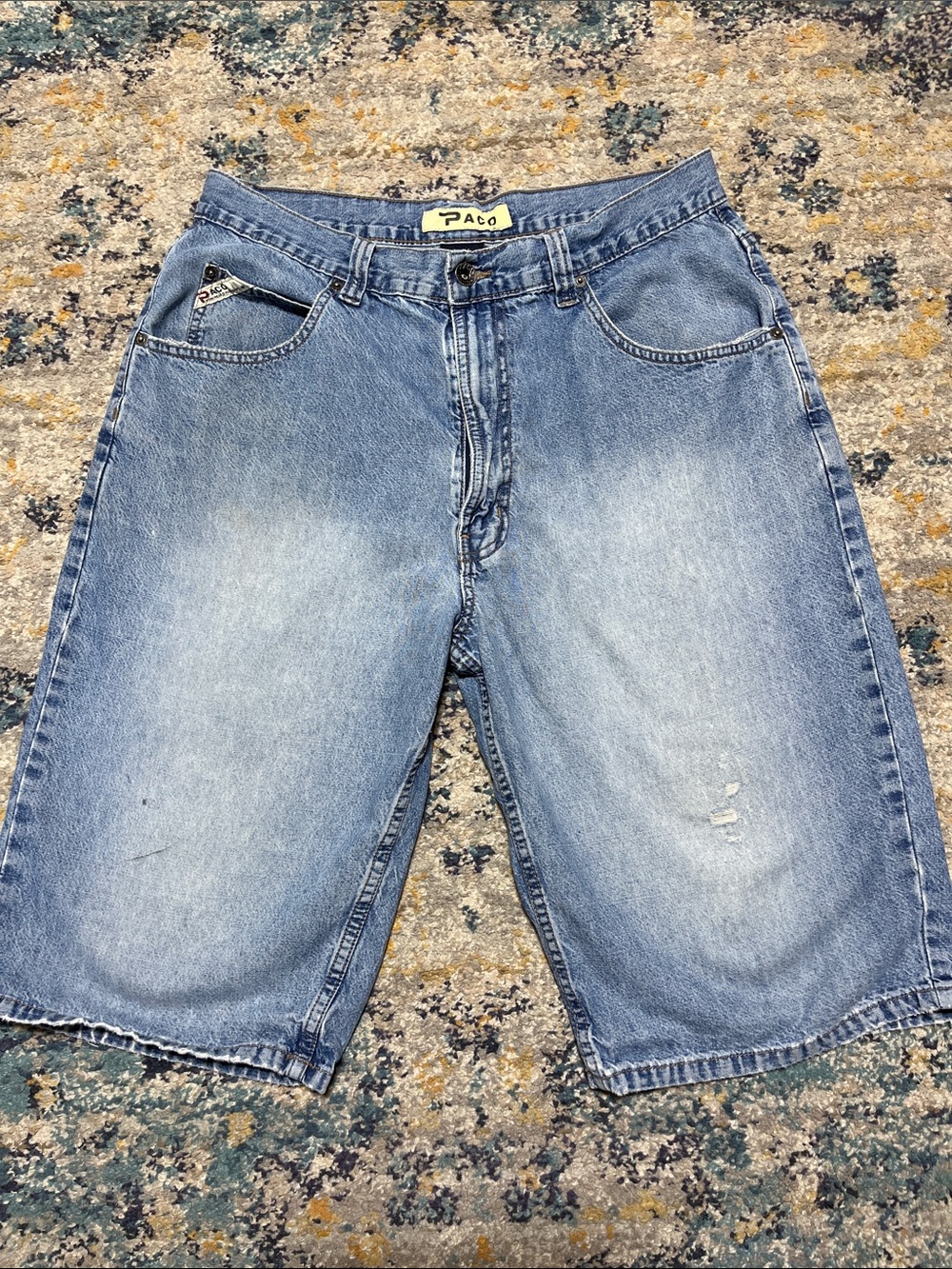 VTG Paco Light Blue Washed Denim Jean Shorts - Classic Five-Pockets Size 32